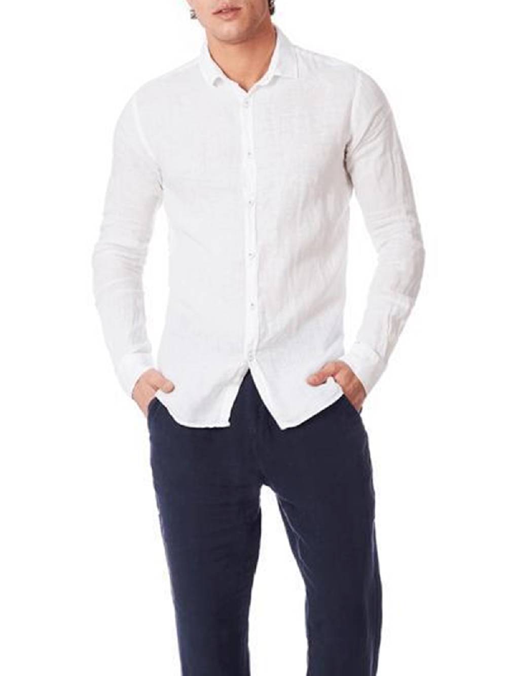ZEYBRA Camicia Uomo In Lino Smaltimento dello stoccaggio