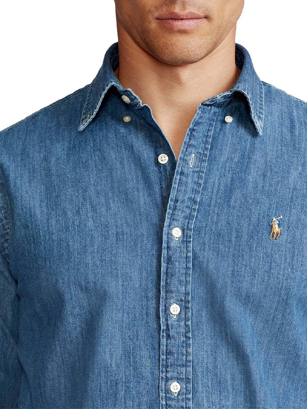 POLO RALPH LAUREN Camicia Uomo in Denim Custom Fit Lightning offer