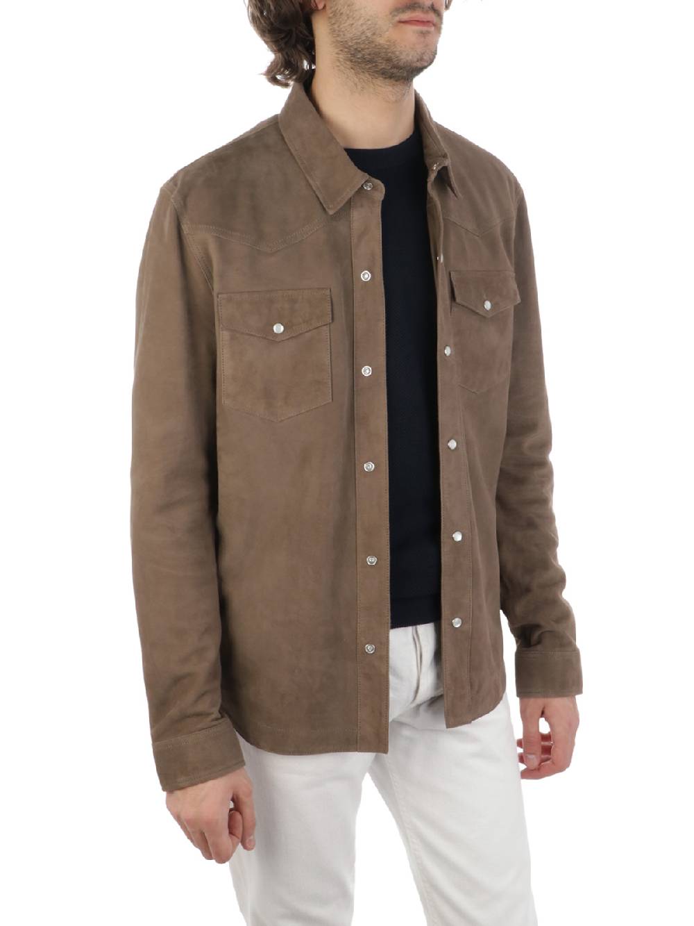 PROLEATHER Giacca Camicia Uomo in Suede Affare Del Giorno