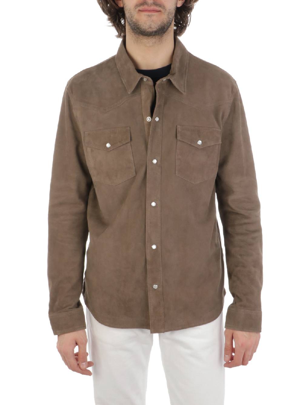 PROLEATHER Giacca Camicia Uomo in Suede Affare Del Giorno