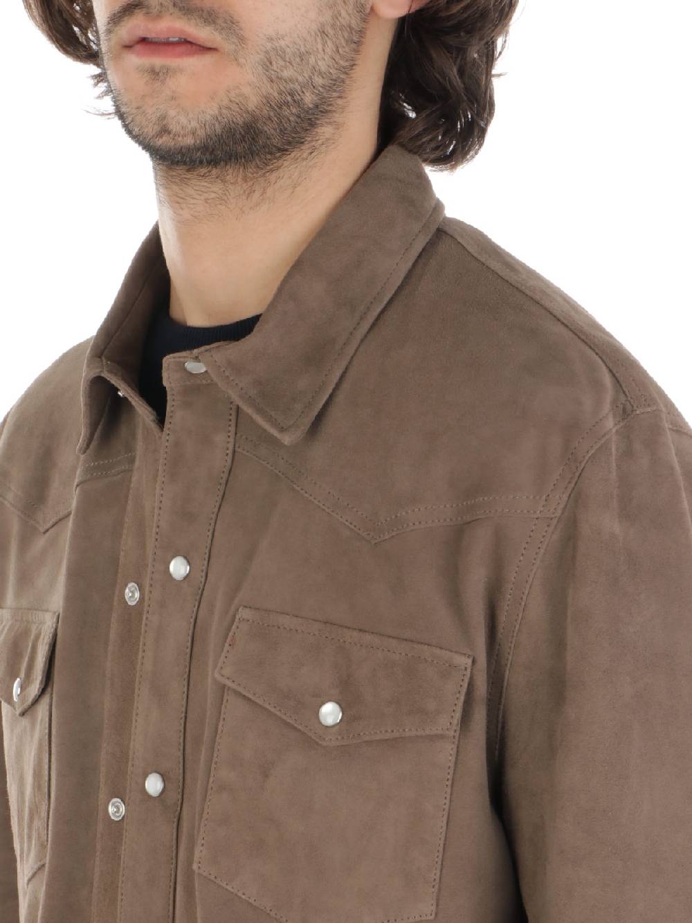 PROLEATHER Giacca Camicia Uomo in Suede Affare Del Giorno