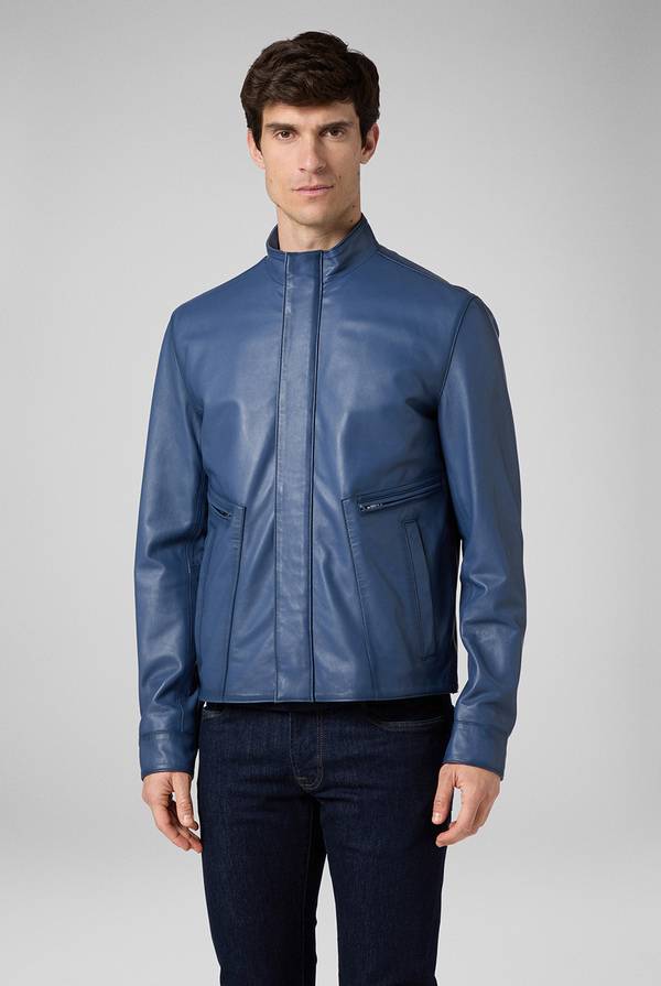 Pull Pal Zileri Biker in nappa color anice Vendita calda