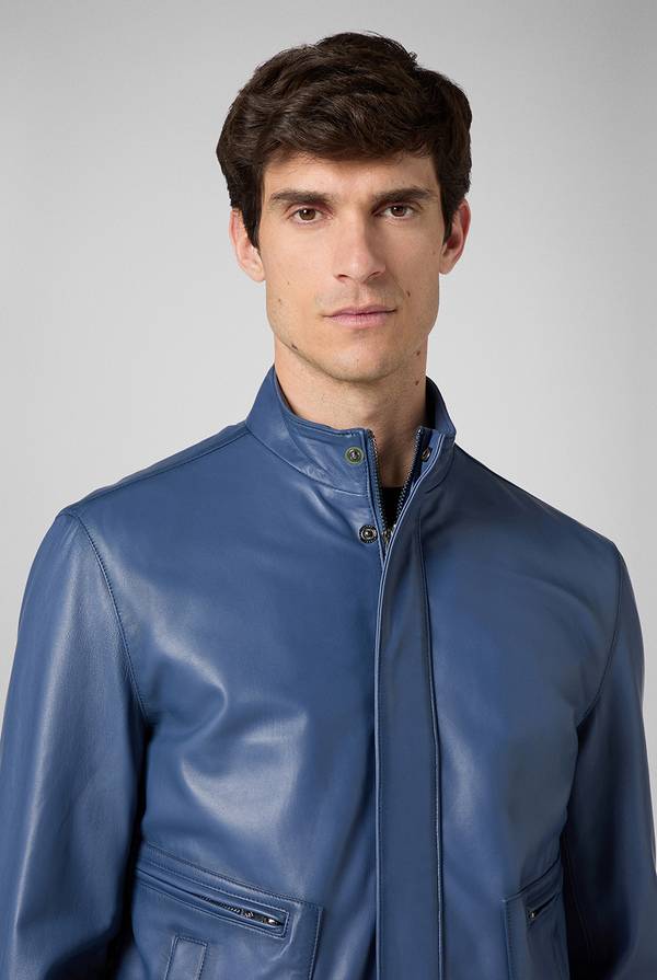 Pull Pal Zileri Biker in nappa color anice Vendita calda