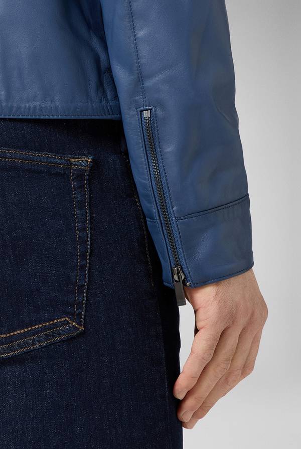 Pull Pal Zileri Biker in nappa color anice Vendita calda