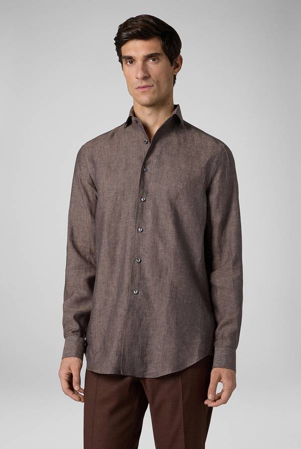 Pull Pal Zileri Camicia in lino marrone Saldi
