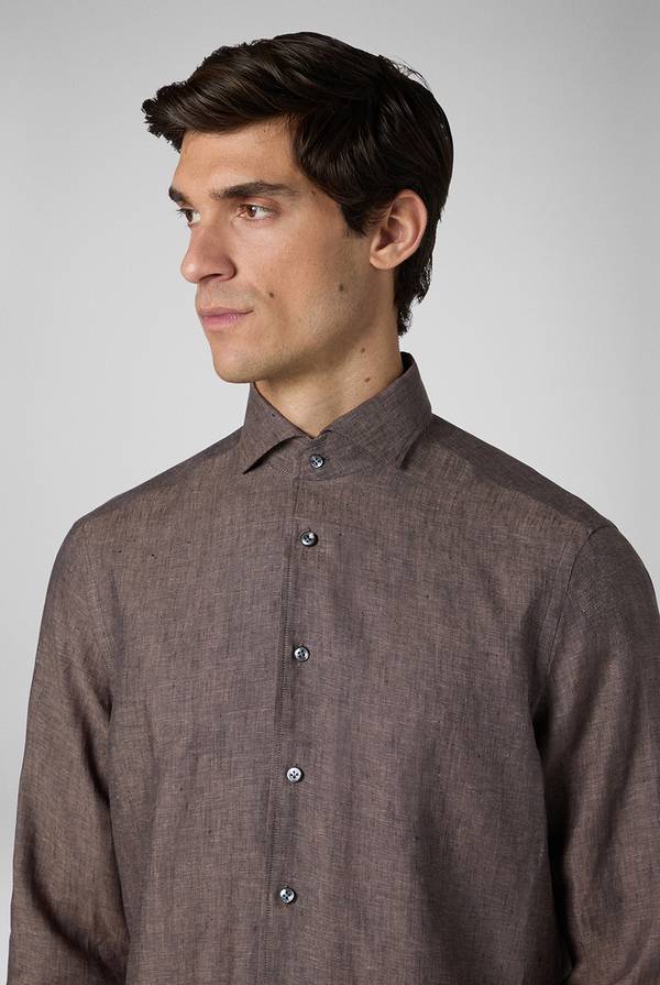 Pull Pal Zileri Camicia in lino marrone Saldi
