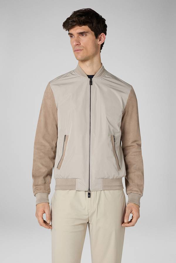 Pull Pal Zileri Bomber beige in nylon e suede In Linea