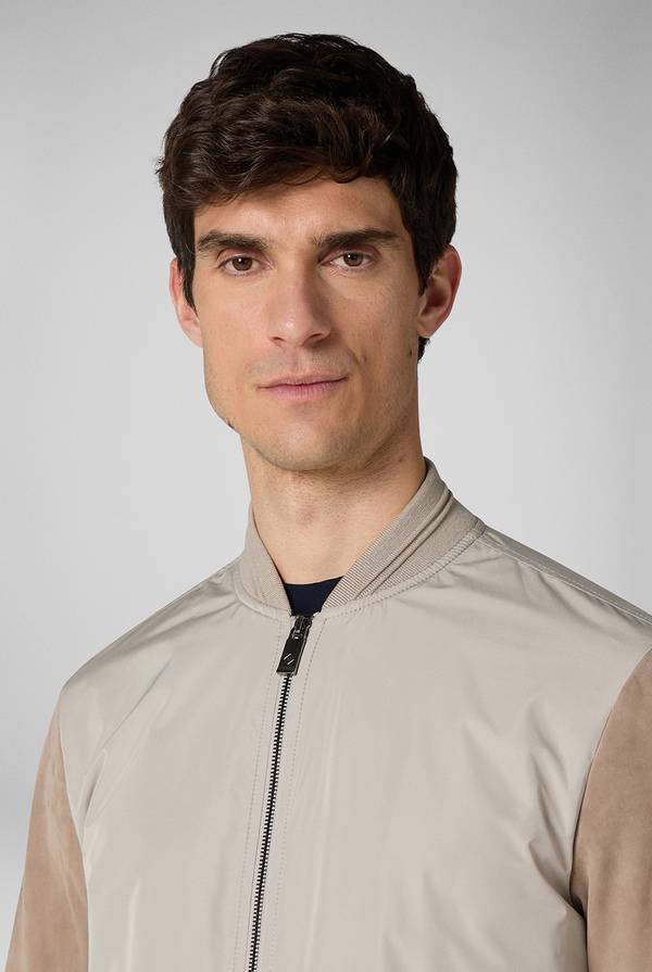 Pull Pal Zileri Bomber beige in nylon e suede In Linea