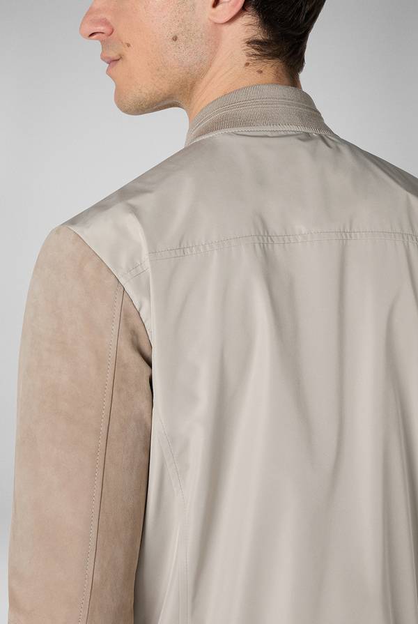 Pull Pal Zileri Bomber beige in nylon e suede In Linea