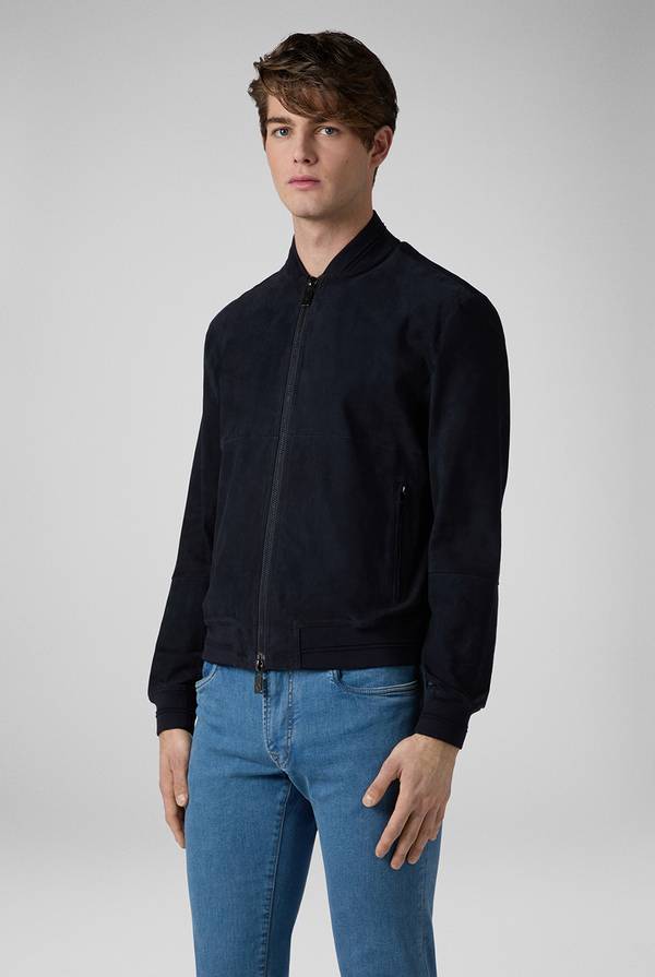 Pull Pal Zileri Bomber in suede blu navy Acquista Ora