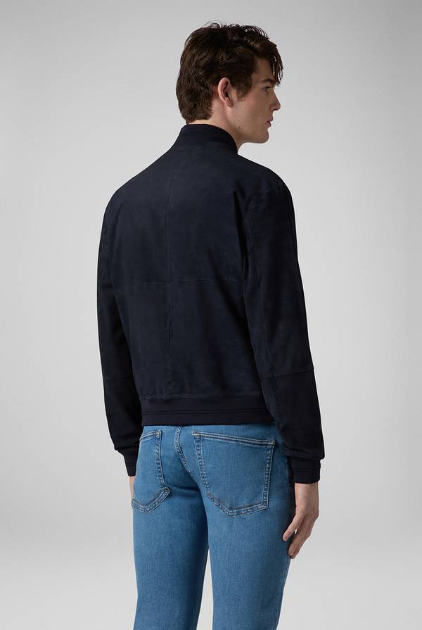 Pull Pal Zileri Bomber in suede blu navy Acquista Ora