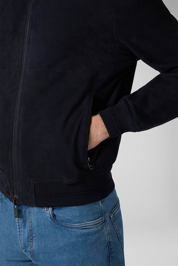 Pull Pal Zileri Bomber in suede blu navy Acquista Ora