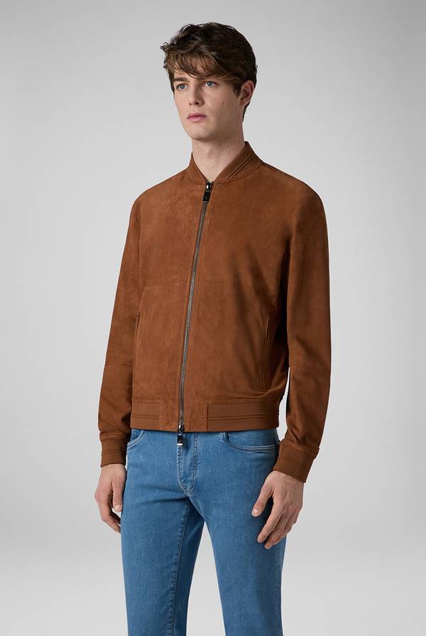 Pull Pal Zileri Bomber in suede marrone Promozione Limitata