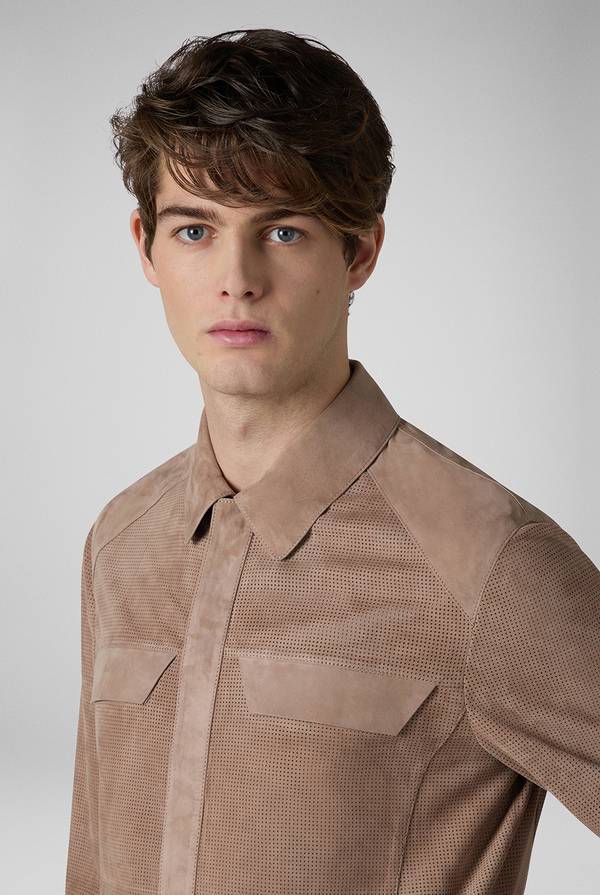 Pull Pal Zileri Overshirt in suede e nappa micro perforata Sottocosto