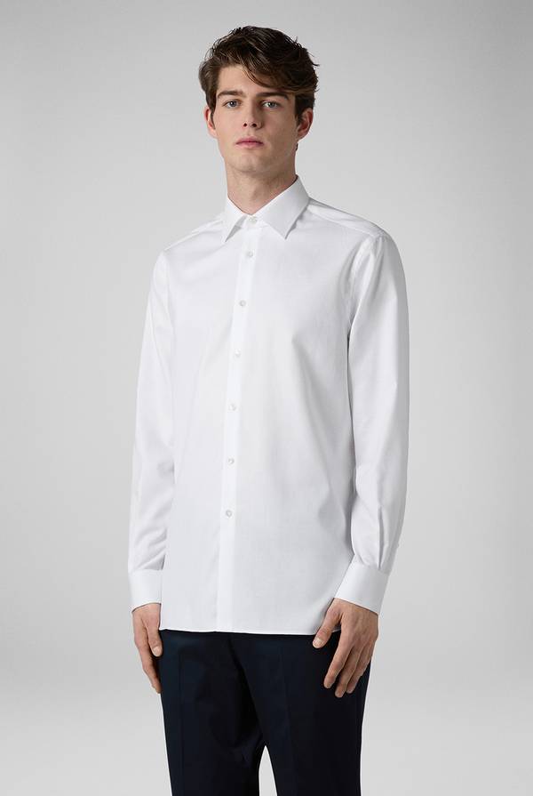Pull Pal Zileri Camicia bianca in cotone con micro struttura Sconto