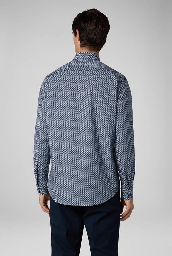 Pull Pal Zileri Camicia in cotone stampato nei toni del blu In vendita