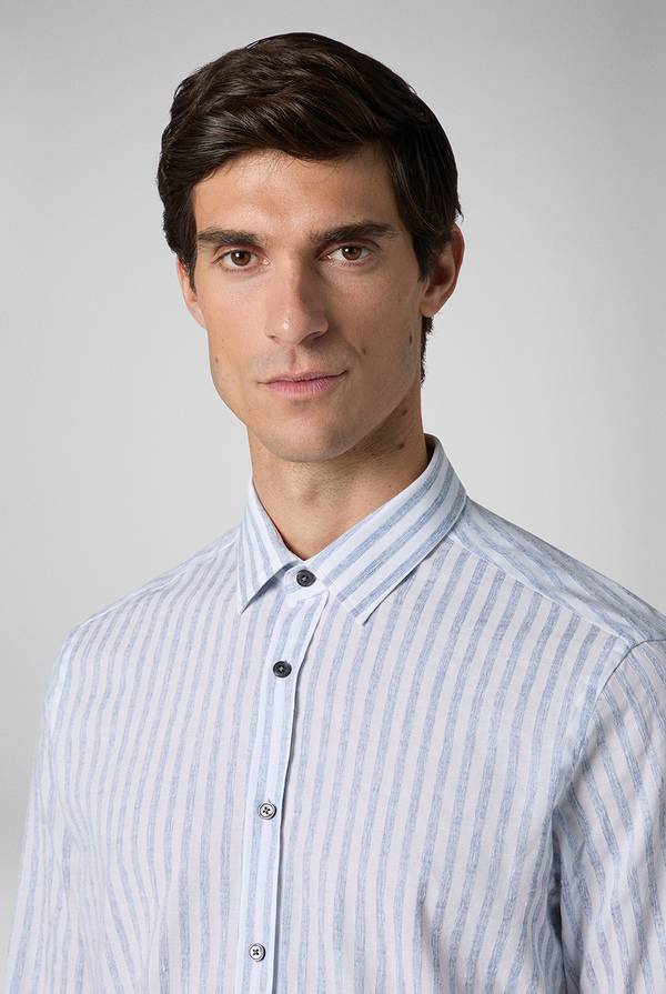 Pull Pal Zileri Camicia a macro righe bianche e azzurre Vendite Flash
