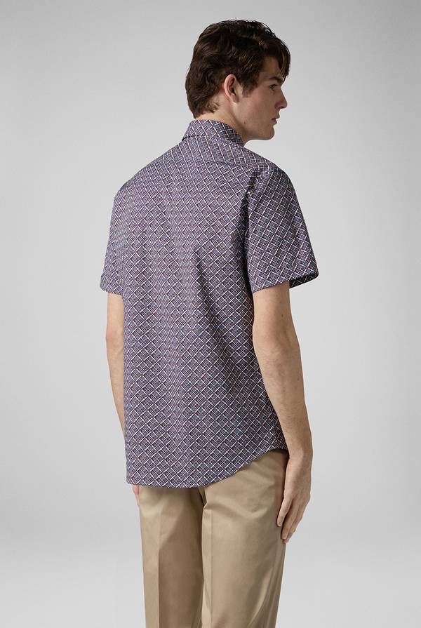 Pull Pal Zileri Camicia bowling stampata nei toni dell'azzurro, bianco e bordeaux In Saldo