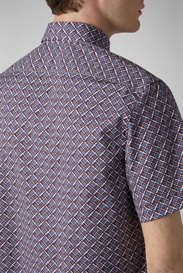 Pull Pal Zileri Camicia bowling stampata nei toni dell'azzurro, bianco e bordeaux In Saldo