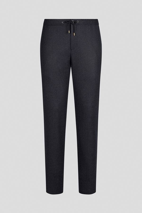 Pull Pal Zileri Pantaloni in pura lana grigio antracite con coulisse regolabile Consegna Veloce