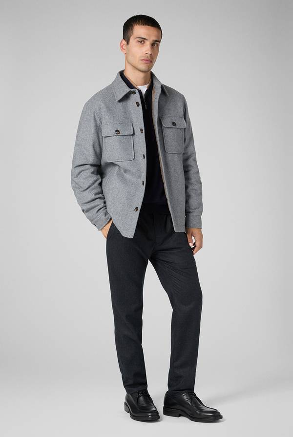 Pull Pal Zileri Pantaloni in pura lana grigio antracite con coulisse regolabile Consegna Veloce