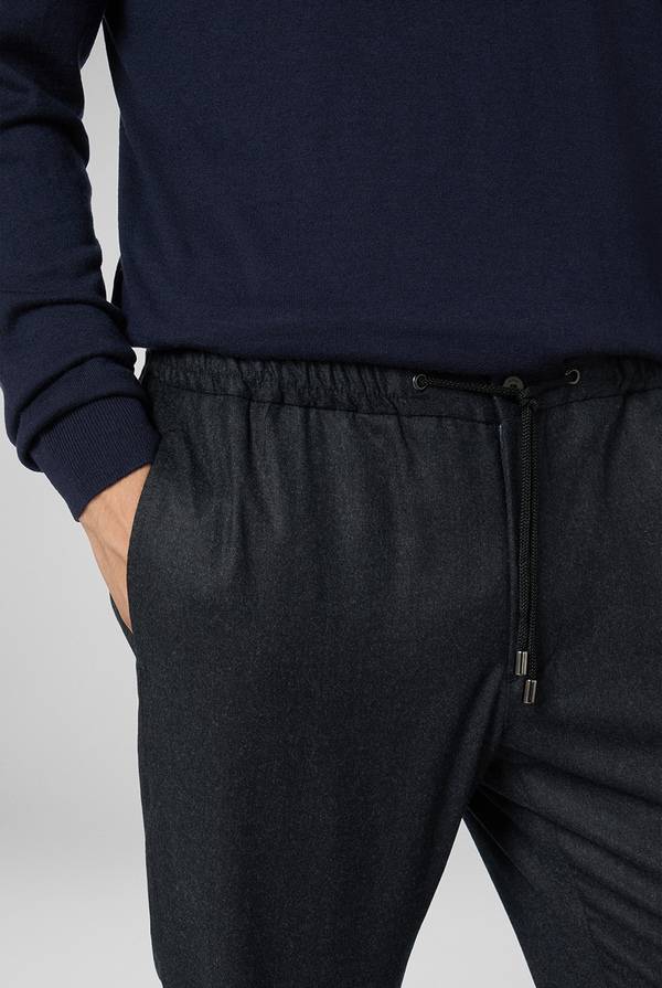 Pull Pal Zileri Pantaloni in pura lana grigio antracite con coulisse regolabile Consegna Veloce