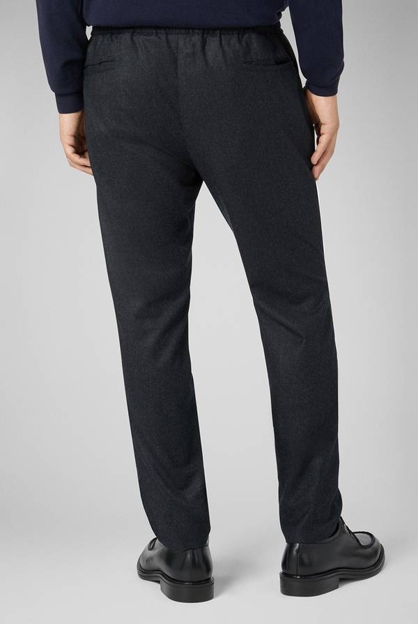 Pull Pal Zileri Pantaloni in pura lana grigio antracite con coulisse regolabile Consegna Veloce
