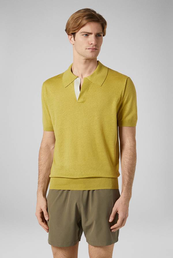 Pull Pal Zileri Polo in maglia di lino e seta color senape Sconto
