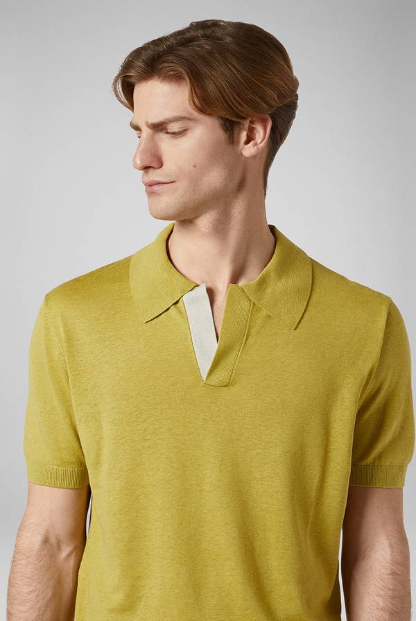 Pull Pal Zileri Polo in maglia di lino e seta color senape Sconto