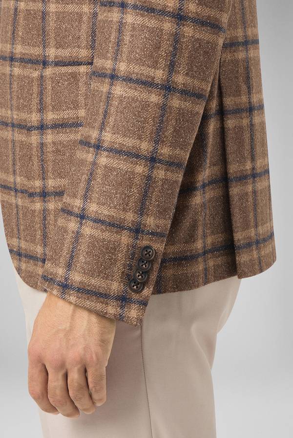 Pull Pal Zileri Giacca beige con motivo macro check blu navy Nuova