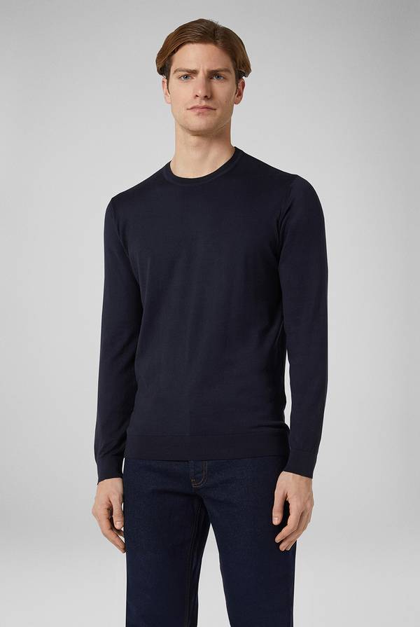 Pull Pal Zileri Girocollo in maglia con dettagli verde laguna Fino Al -60%