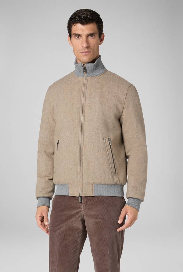 Pull Pal Zileri Bomber in lana tecnica con finiture in maglia a contrasto Italy