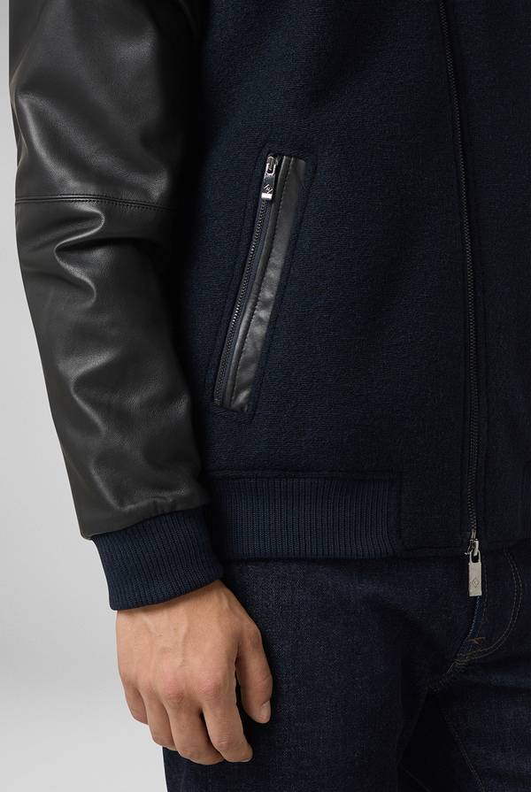Pull Pal Zileri Varsity Jacket in lana tecnica con maniche in pelle Consegna Veloce