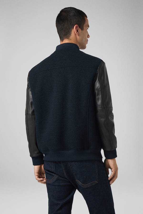 Pull Pal Zileri Varsity Jacket in lana tecnica con maniche in pelle Consegna Veloce