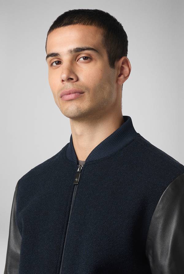 Pull Pal Zileri Varsity Jacket in lana tecnica con maniche in pelle Consegna Veloce