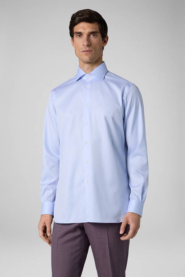 Pull Pal Zileri Camicia in cotone con trattamento anti-piega azzurra Offerta