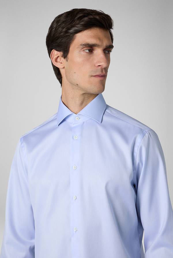 Pull Pal Zileri Camicia in cotone con trattamento anti-piega azzurra Offerta