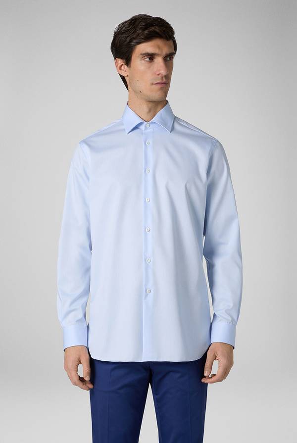 Pull Pal Zileri Camicia azzurra in cotone con collo Milano In Vendita