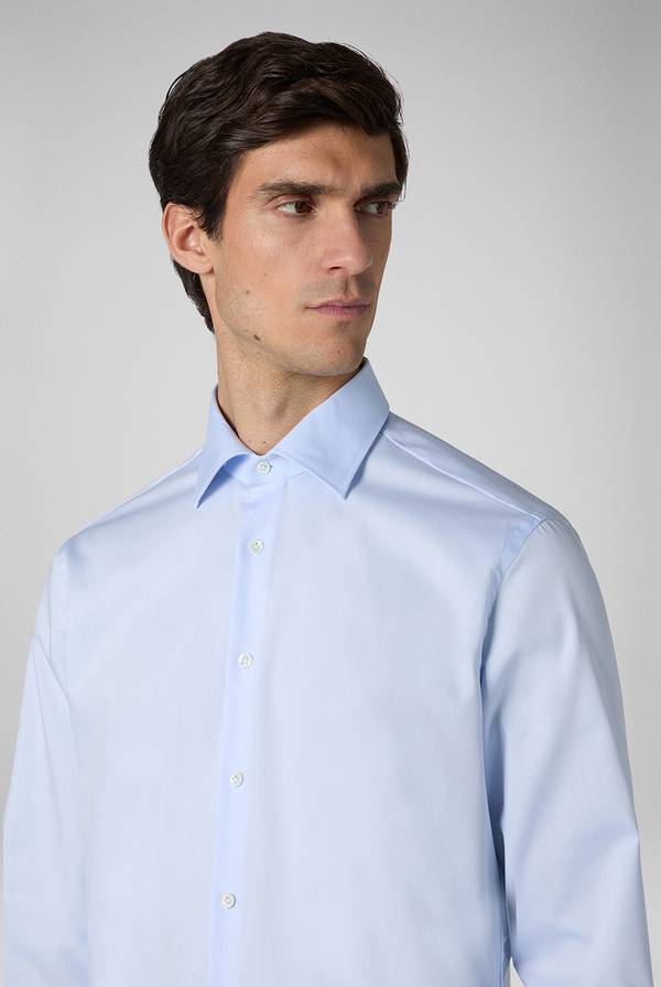 Pull Pal Zileri Camicia azzurra in cotone con collo Milano In Vendita