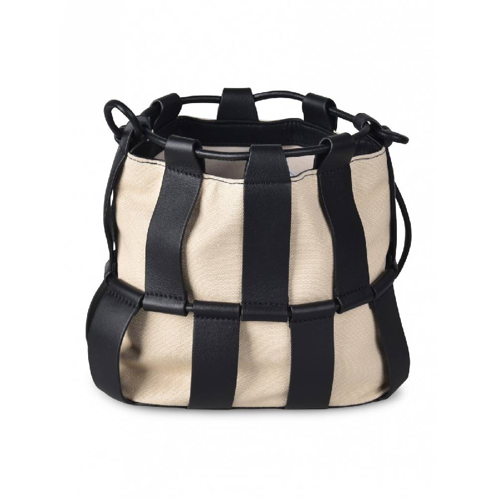 HEREU Lilinera caged leather and canvas shoulder bag Sottocosto
