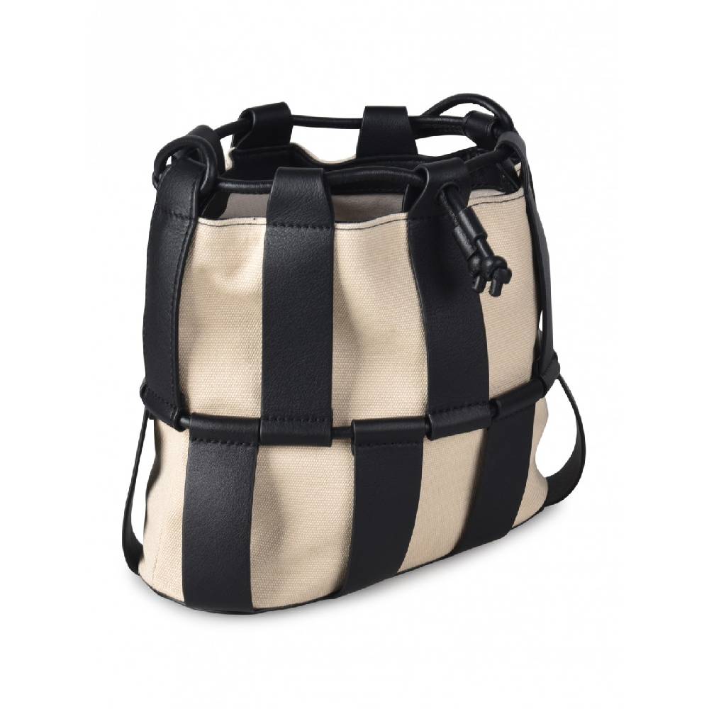 HEREU Lilinera caged leather and canvas shoulder bag Sottocosto