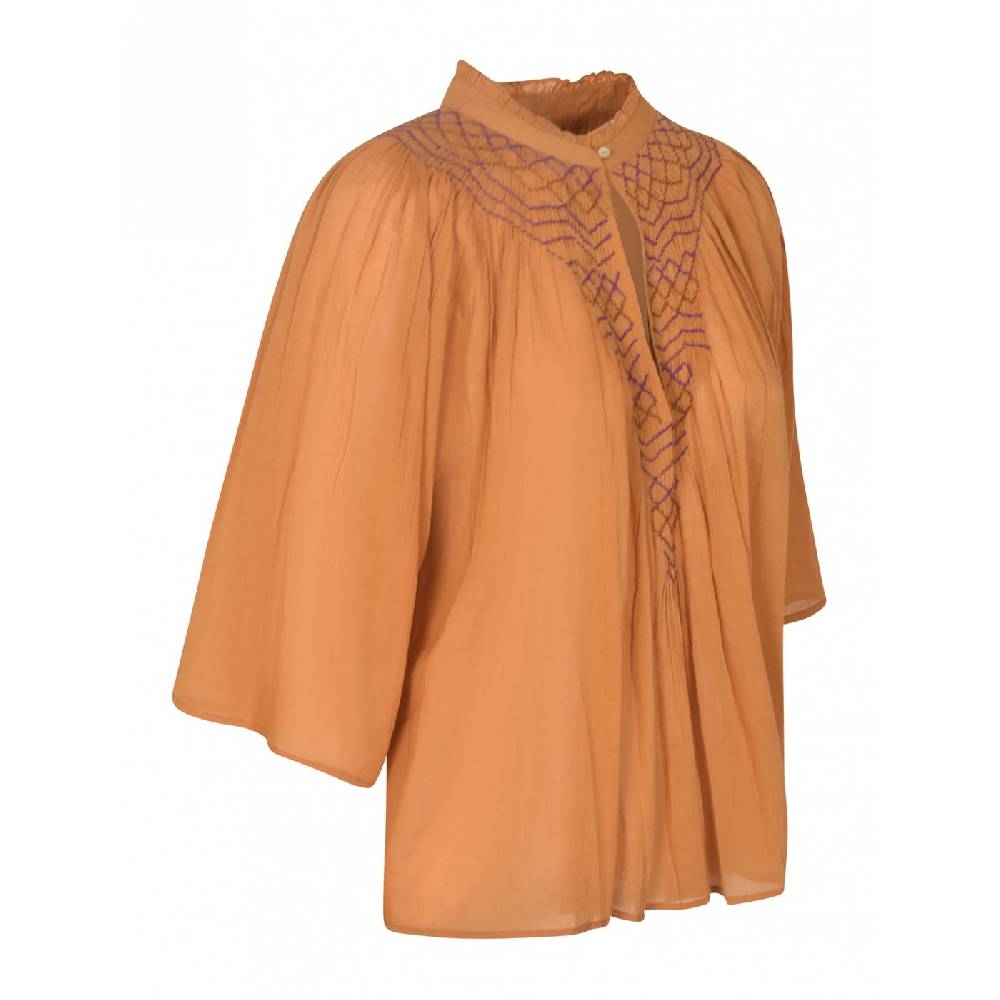 ANTIK BATIK Blusa ampia collo aperto in cotone ricamato Bestseller