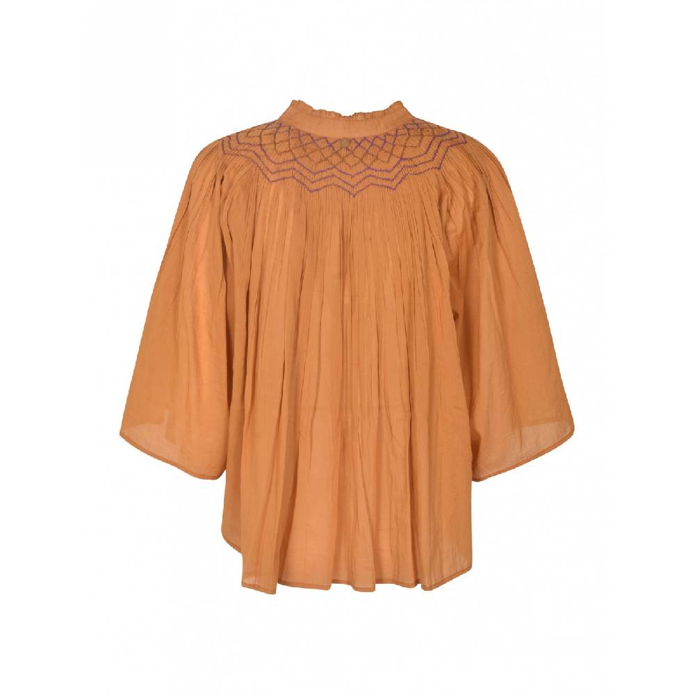 ANTIK BATIK Blusa ampia collo aperto in cotone ricamato Bestseller