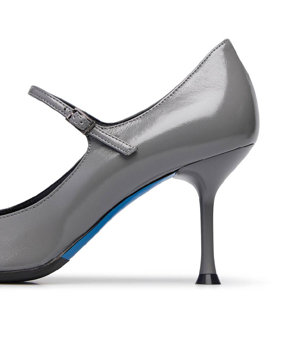 ﻿Loriblu Decollete in pelle lucida grigio con cinturino Vendita Calda