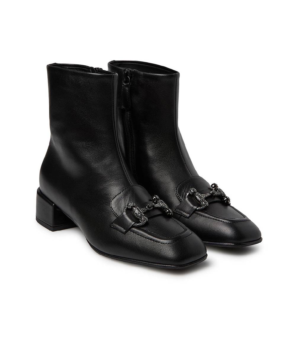 Loriblu Stivaletto in nappa nero con morsetto gioiello Offerta Anniversario