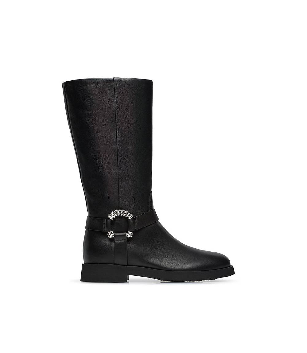 Loriblu Stivale in nappa nera con fibbia gioiello