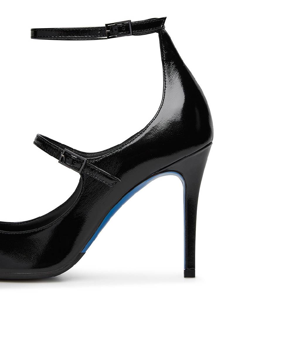 Loriblu Decollete in pelle lucida nero con cinturini Moda