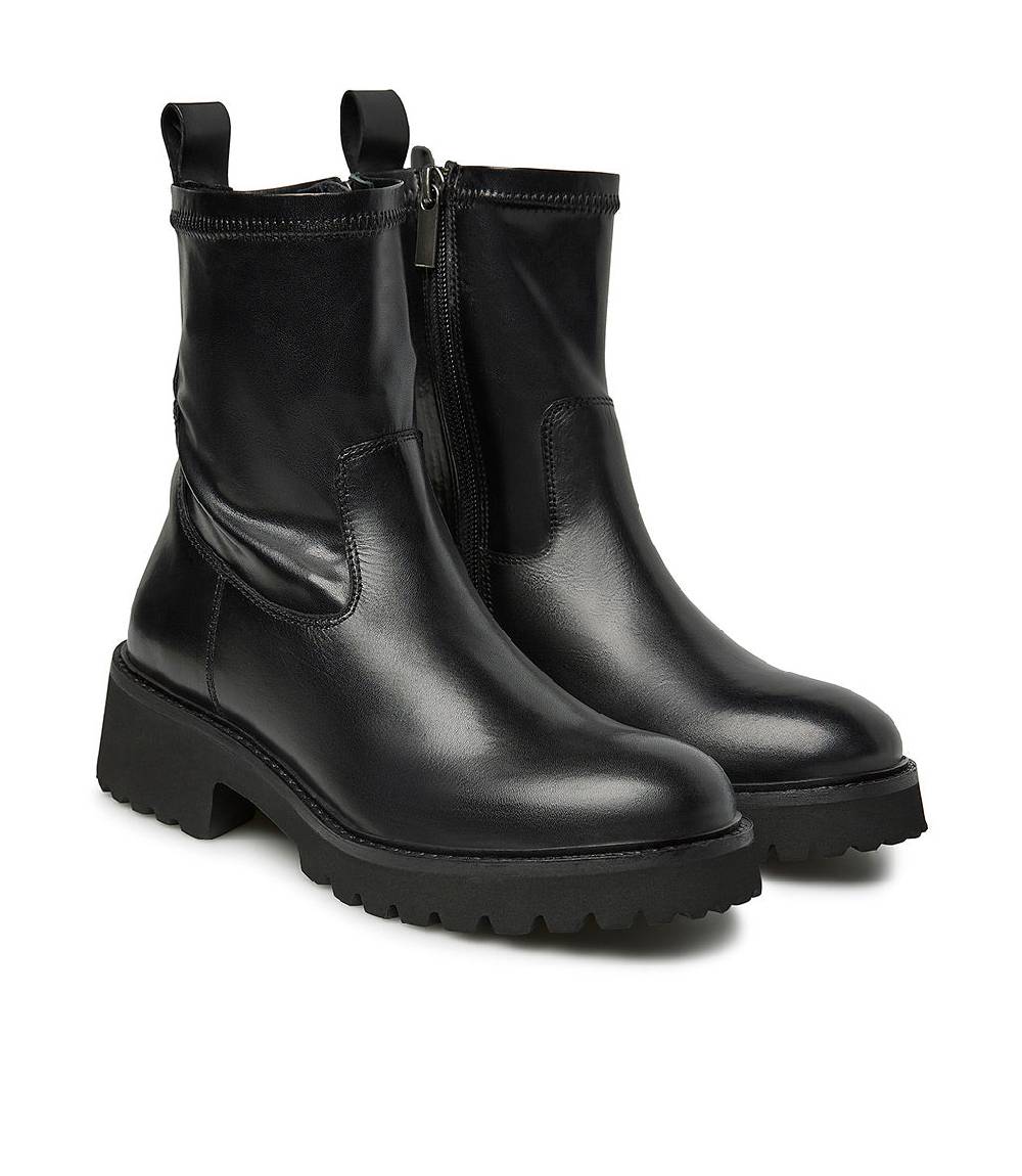 Loriblu Tronchetto in vitello nero e tessuto stretch 2025