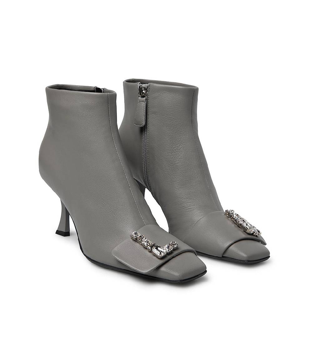 Loriblu Stivaletto in nappa grigio con Logo Signature cristalli Offerte esclusive