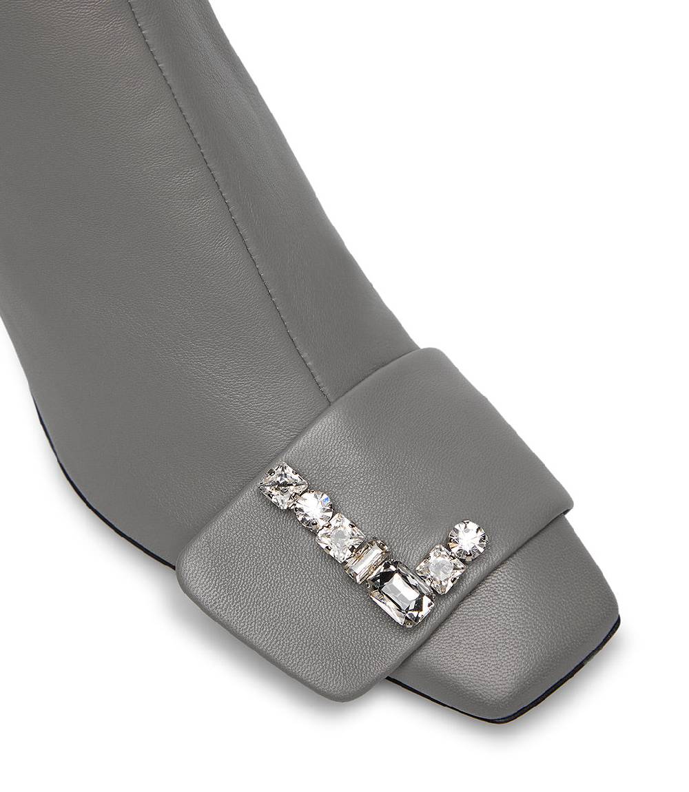 Loriblu Stivaletto in nappa grigio con Logo Signature cristalli Offerte esclusive